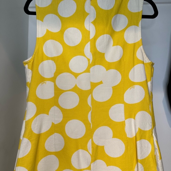 Lilly Pulitzer Linen Shift Dress Yellow Polka Dot Mod Buttons Sleeveless Sz 8 - Picture 6 of 7